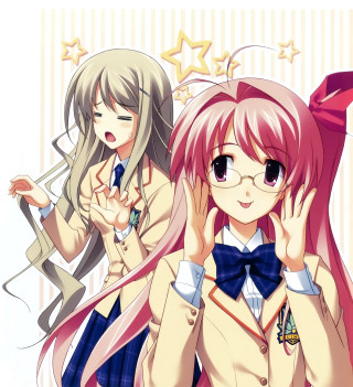 Anime girls pink hair glasses - her free wallpaper