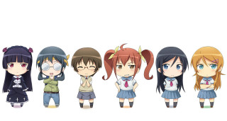 Anime characters group tilted heads 2 - the camera free wallpaper
