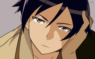 Man brownjacket blackhair portrait celshading - his shirt free wallpaper