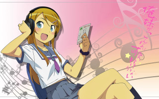 Girl chair cellphone ear music - a cell phone free wallpaper