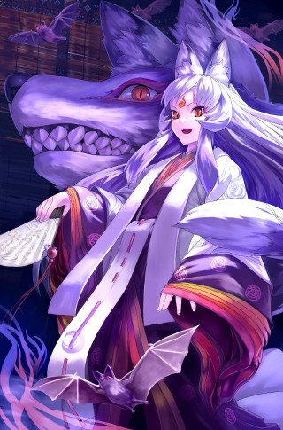 Woman purple outfit dragon head - her shoulder free wallpaper