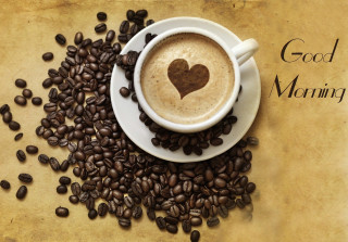 Coffee heart beans good morning - a piece of paper free wallpaper