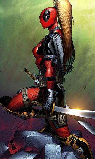 Woman red black costume sword - fantasy art free wallpaper