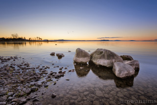 Lake rocks water sunset sky - rock and water free wallpaper