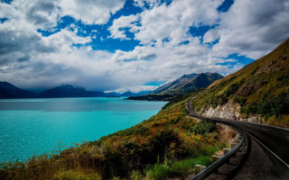 Scenic lake mountains cloudy sky 4 - scenic free wallpaper