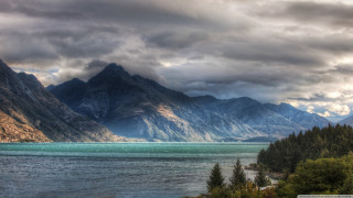 Mountain lake cloudy sky range - a lake in the foreground free wallpaper