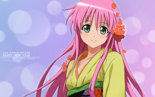Pink hair girl green shirt 2 - bubble free wallpaper