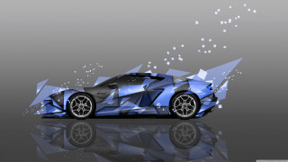 Blue sports car shattered background - computer art free wallpaper