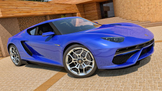 Blue sports car house staircase - bernardo cavallino free wallpaper
