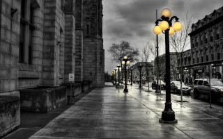 Street light sidewalk building cars - the street in front free wallpaper