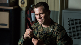 Military man knife serious look - free dark wallpaper