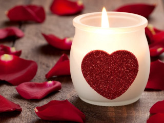 Candle heart rose petals table - petal free wallpaper