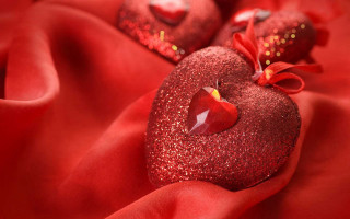 Red hearts candle cloth bow - anthony devas free wallpaper