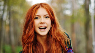 Woman red hair smiling camera 2 - eszter mattioni free wallpaper