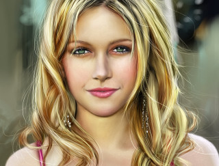 Blonde woman pink dress digital - a pink top free wallpaper