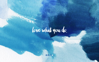 Blue white painting quote love - anne rigney free wallpaper