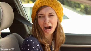 Woman car funny face mouth - her mouth open free wallpaper