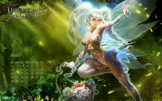 Fairy white hair green body - epic fantasy free wallpaper
