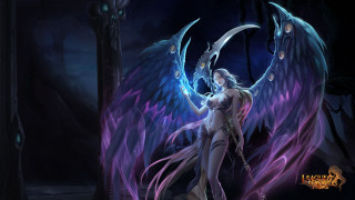 Woman winged demon dark room - a large window free wallpaper