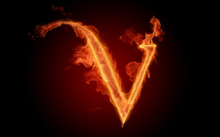 Fire letter v black red - verdadism free wallpaper