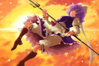 Cartoon character sword stick flame - sun free wallpaper