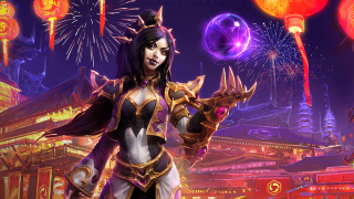 Woman costume fireworks lanterns city - free new year wallpaper