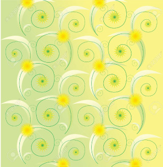 Green yellow background swirls sunflowers - claire dalby free wallpaper