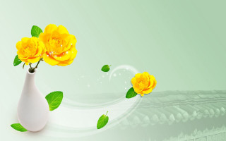 Vase yellow flowers green background - a vase free wallpaper
