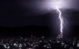 Lightning bolt city night dark - anton graff free wallpaper