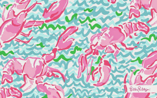 Pink blue pattern crabs leaves - color scheme free wallpaper