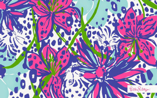Colorful flower pattern blue background 2 - a screenprint free wallpaper