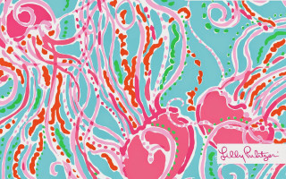 Colorful heart wave blue background - a pink heart free wallpaper