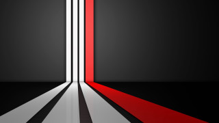 Red white striped room bauhaus - geometric abstract art free wallpaper