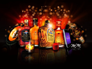 Liquor bottles dice still life - product photography free wallpaper