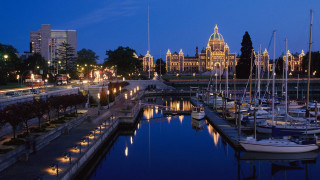 Harbor boats night city tall - night time in a city free wallpaper