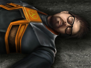 Man glasses laying down head - game art free wallpaper
