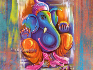 Colorful ganesha painting wooden table - metaphysical painting free wallpaper