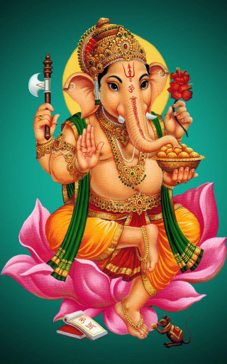 Ganesha lotus flower knife fork - a statue free wallpaper