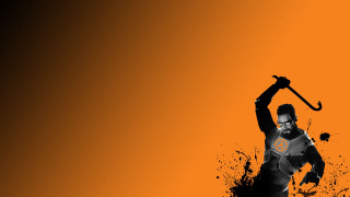 Man holding baseball bat flower - an orange background free wallpaper