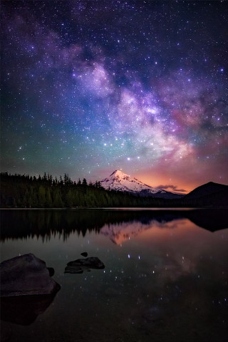 Mountain lake stars sky rocks - the sky above free wallpaper
