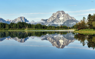 Mountain lake reflection forest sky 3 - tree and grass free wallpaper