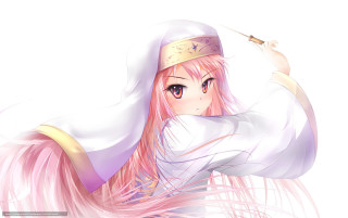 Girl pink hair white dress 3 - destructive free wallpaper