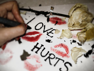 Person painting red paint love - word free wallpaper for desktop