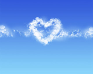 Heart shaped cloud field grass - a blue sky in the background free wallpaper for desktop