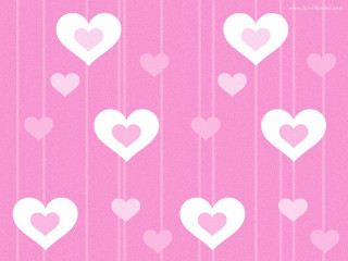 Pink background hearts hanging strings 2 - op art free wallpaper