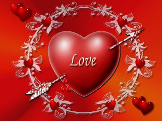 Heart arrow bow red background - felipe seade free wallpaper