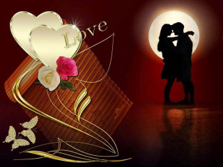 Full moon romantic rose silhouette - romantic free wallpaper