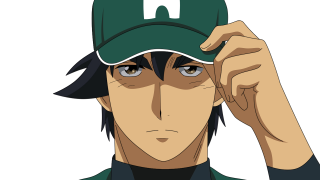 Serious man green rayonism head - his head free wallpaper
