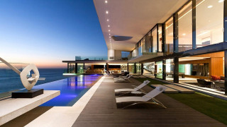 Large swimming pool building ocean - modernism free wallpaper