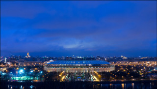 Stadium lights night city blue - abram arkhipov free wallpaper
